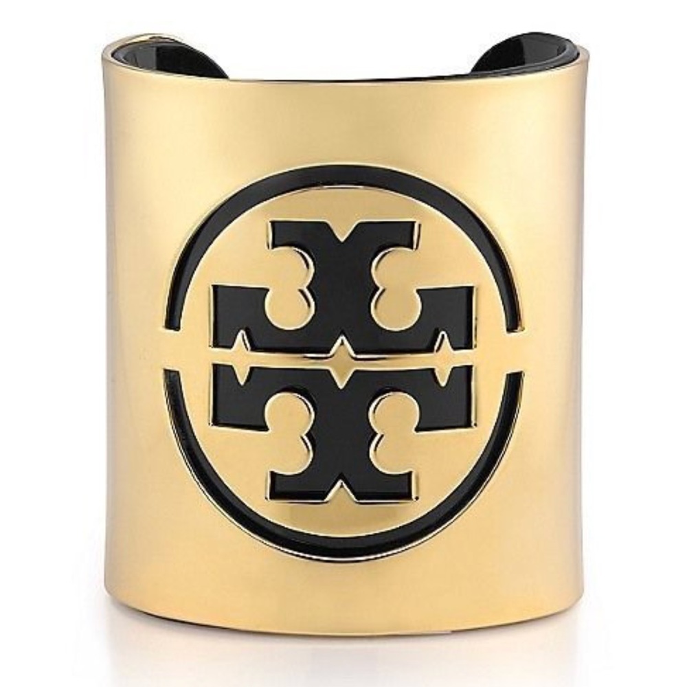 TORY BURCH Gold Black Patent Cuff Bracelet